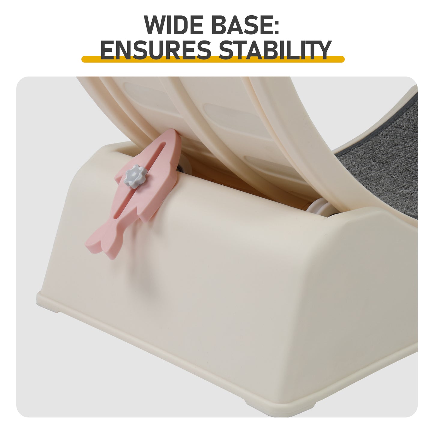 80*34*86CM, Off-white PP track connector assembly, circular design with gray carpet + 1 cat teaser stick, 15kg cat treadmill