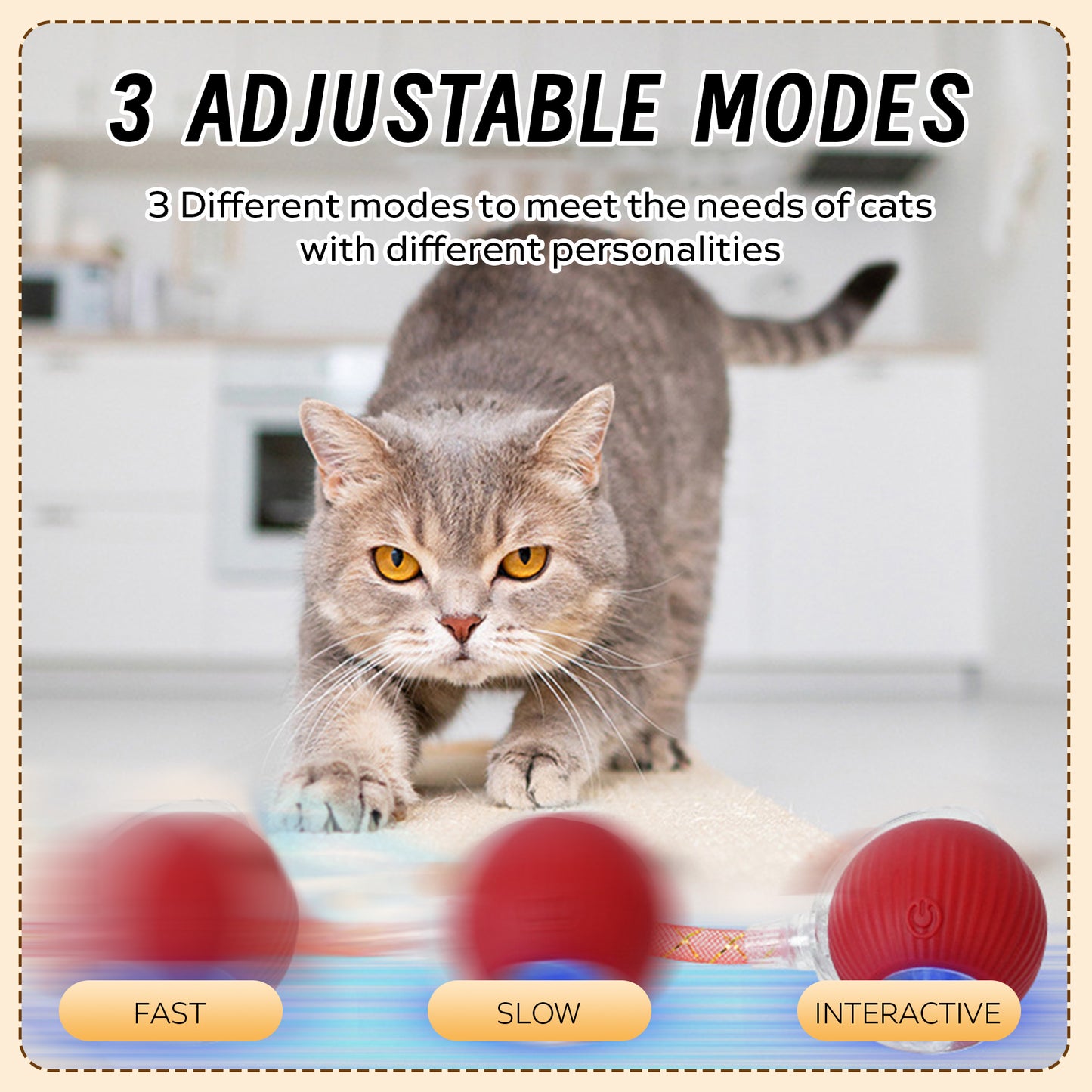 Interactive Cat Toys Ball for Indoor Cats, Cat&Dog Toy，Agile Moving Cat Ball with ElasticMesh Tail,Interactive Cat Toy Ball，Fun Gifts for Cats and Dogs