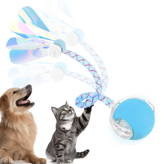 Interactive Cat Toys Ball for Indoor Cats, Cat&Dog Toy，Agile Moving Cat Ball with ElasticMesh Tail,Interactive Cat Toy Ball，Fun Gifts for Cats and Dogs