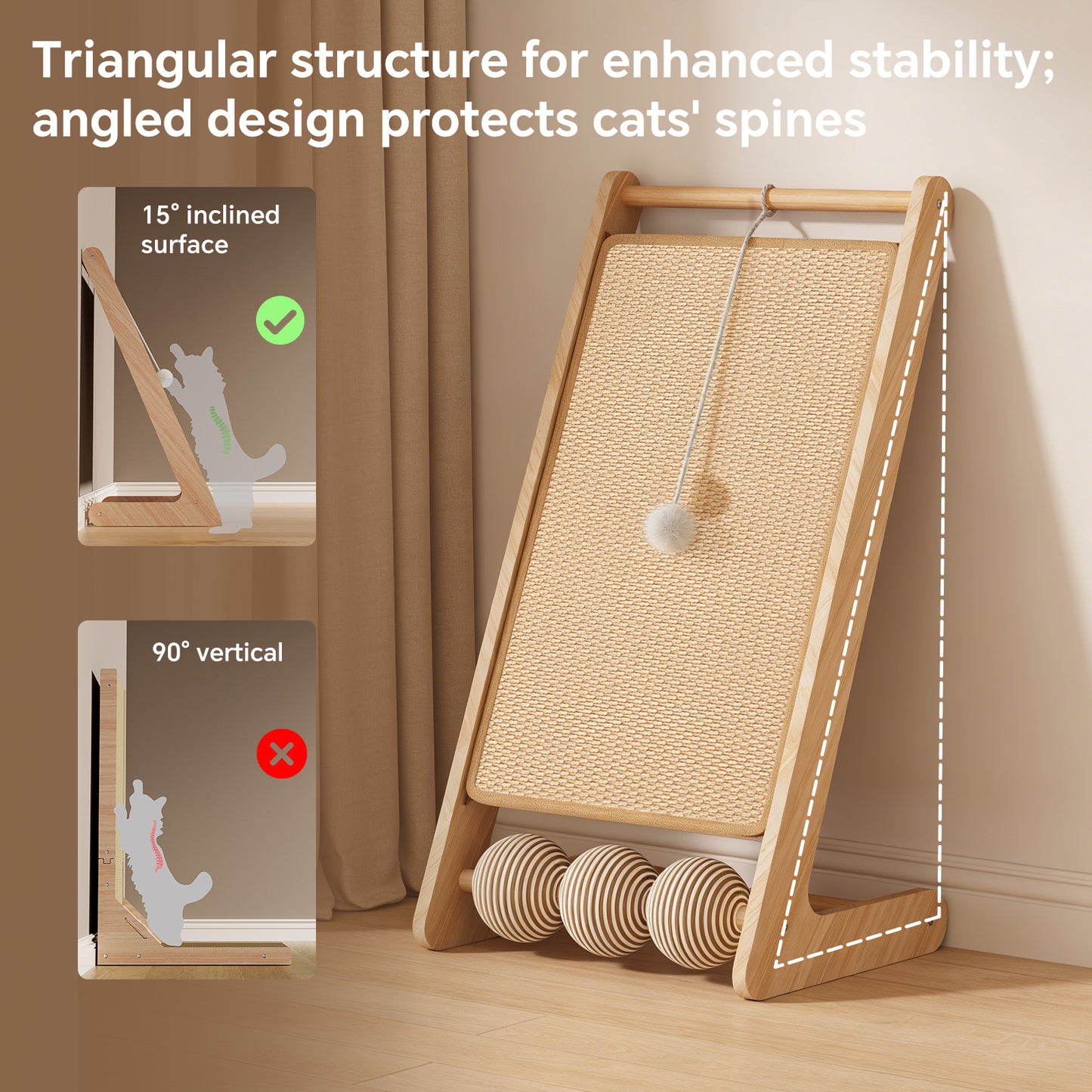 L-shaped sisal cat scratching board (with hanging ball) - scratching, tapping, and pouncing, one base meets the three major instincts of cats
