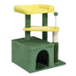 27.5in Cat Tree, Multi-level Cat Tower with Cat Scratching Post and Pad, Cozy Cat Condo, Padded Top Bed for Kittens and Indoor Cats, Yellow & Green