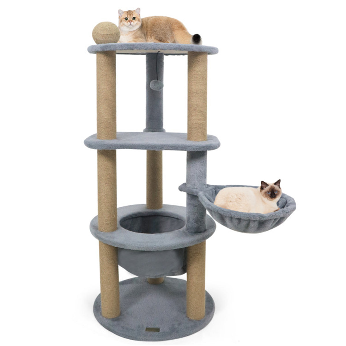 47" Cat Tower with Scratching Posts - Multi-Level Cat Tree for Relax & Play, Light Grey
