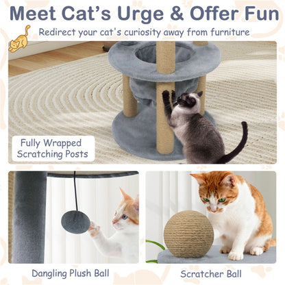 47" Cat Tower with Scratching Posts - Multi-Level Cat Tree for Relax & Play, Light Grey