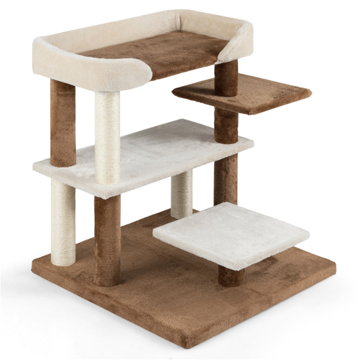 2-in-1 Cat Stairs & Tree - 4-Tier Platforms with Sisal Scratching Posts, Gray