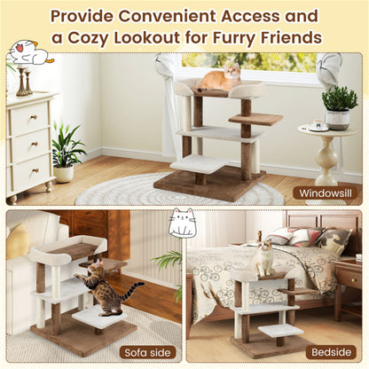 2-in-1 Cat Stairs & Tree - 4-Tier Platforms with Sisal Scratching Posts, Gray