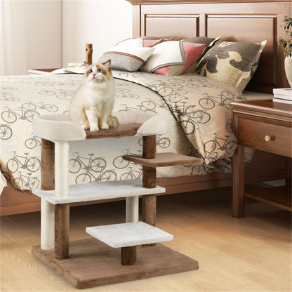 2-in-1 Cat Stairs & Tree - 4-Tier Platforms with Sisal Scratching Posts, Gray