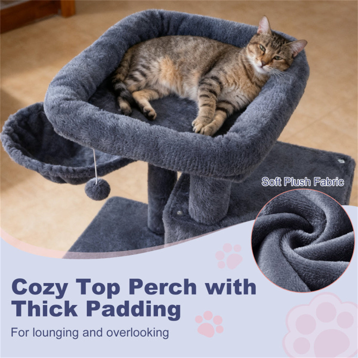 Dark Gray 33.5" Multi-Level Cat Tree with 2-Tier Condo, Sisal Scratching Posts & Anti-Toppling Device for Cats