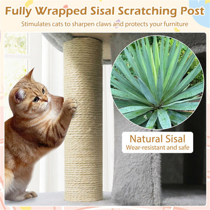 26" Compact Cat Tree with 2 Condos & Sisal Scratching Posts, Anti-Tip Cat Tower for Small Spaces
