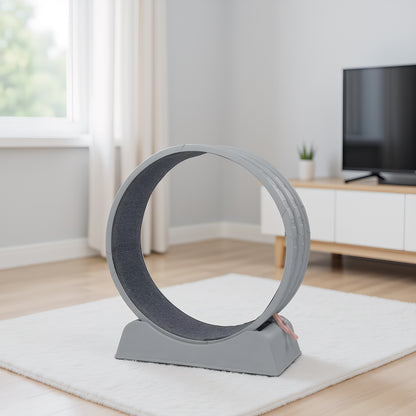 80*34*86CM, Gray PP track connector assembly, Round shape with gray carpet + 1 cat teaser stick, 15kg cat treadmill