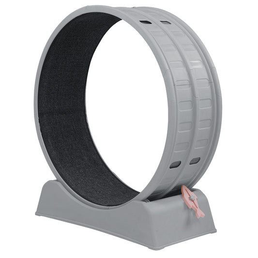 80*34*86CM, Gray PP track connector assembly, Round shape with gray carpet + 1 cat teaser stick, 15kg cat treadmill
