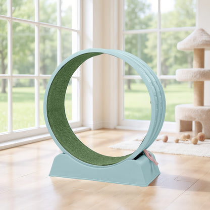 80*34*86CM Light blue PP track connector assembly, circular design with green carpet + 1 cat teaser stick, 15kg cat treadmill