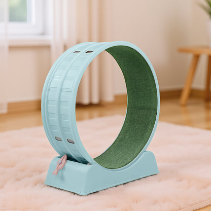 80*34*86CM Light blue PP track connector assembly, circular design with green carpet + 1 cat teaser stick, 15kg cat treadmill