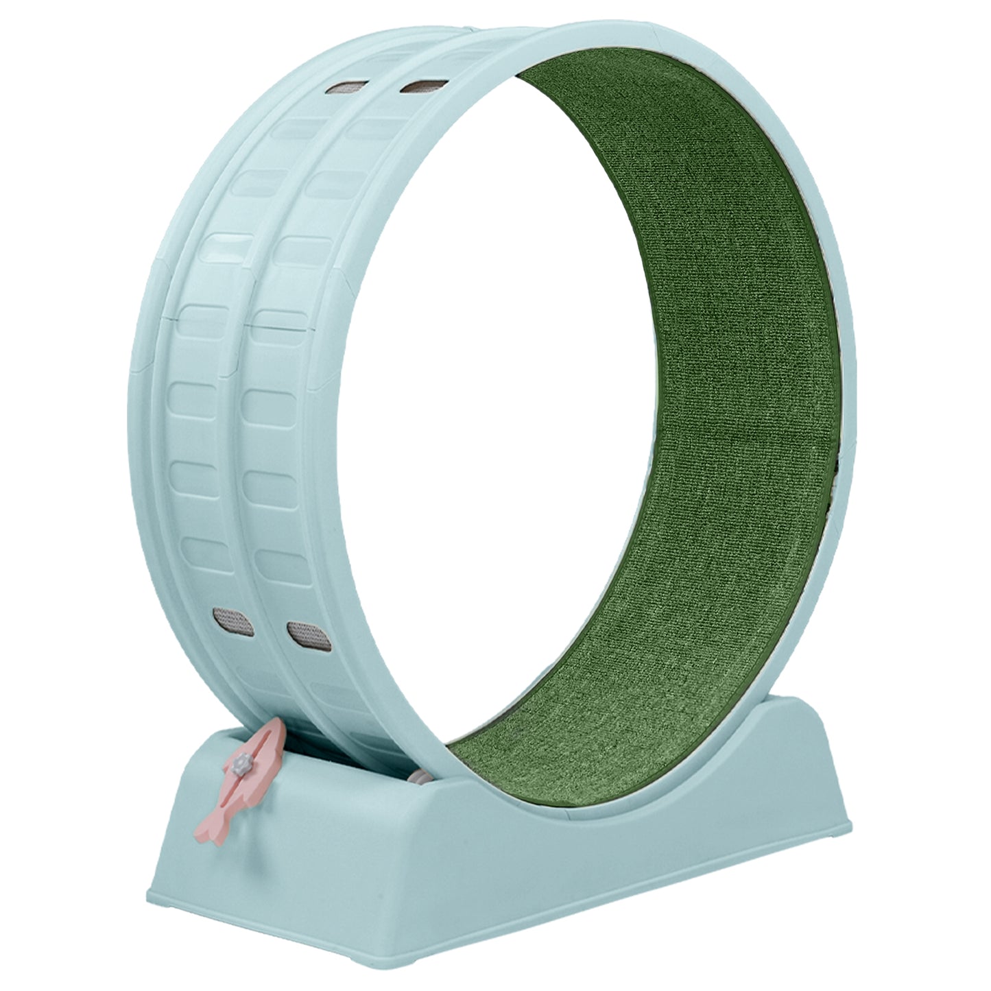 80*34*86CM Light blue PP track connector assembly, circular design with green carpet + 1 cat teaser stick, 15kg cat treadmill