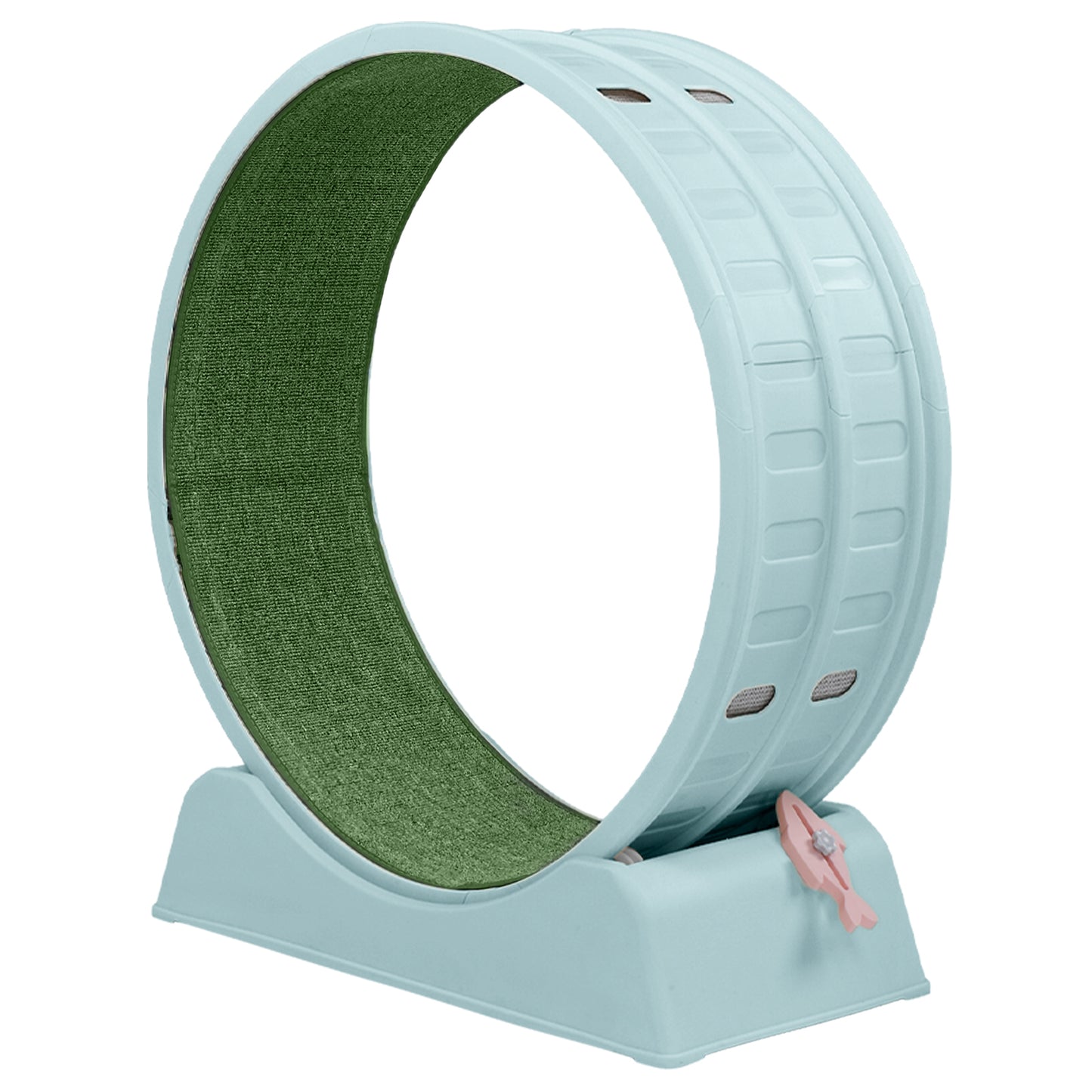 80*34*86CM Light blue PP track connector assembly, circular design with green carpet + 1 cat teaser stick, 15kg cat treadmill