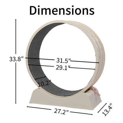 80*34*86CM, Off-white PP track connector assembly, circular design with gray carpet + 1 cat teaser stick, 15kg cat treadmill