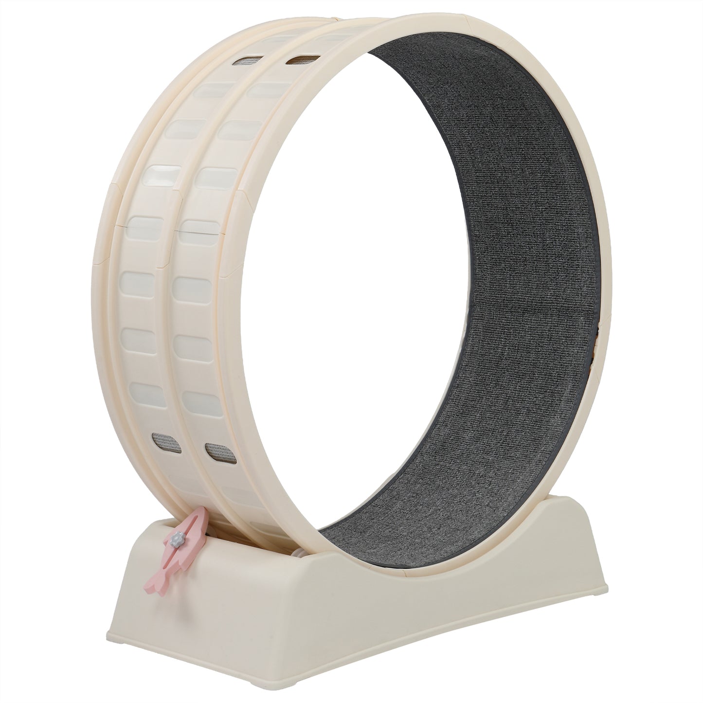 80*34*86CM, Off-white PP track connector assembly, circular design with gray carpet + 1 cat teaser stick, 15kg cat treadmill