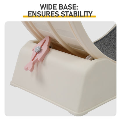 80*34*86CM, Off-white PP track connector assembly, circular design with gray carpet + 1 cat teaser stick, 15kg cat treadmill