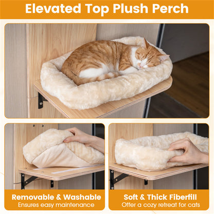 Door Hanging Cat Tree 5-Level Height Adjustable 4-Tier Climber No-Drill for Apartment Beige