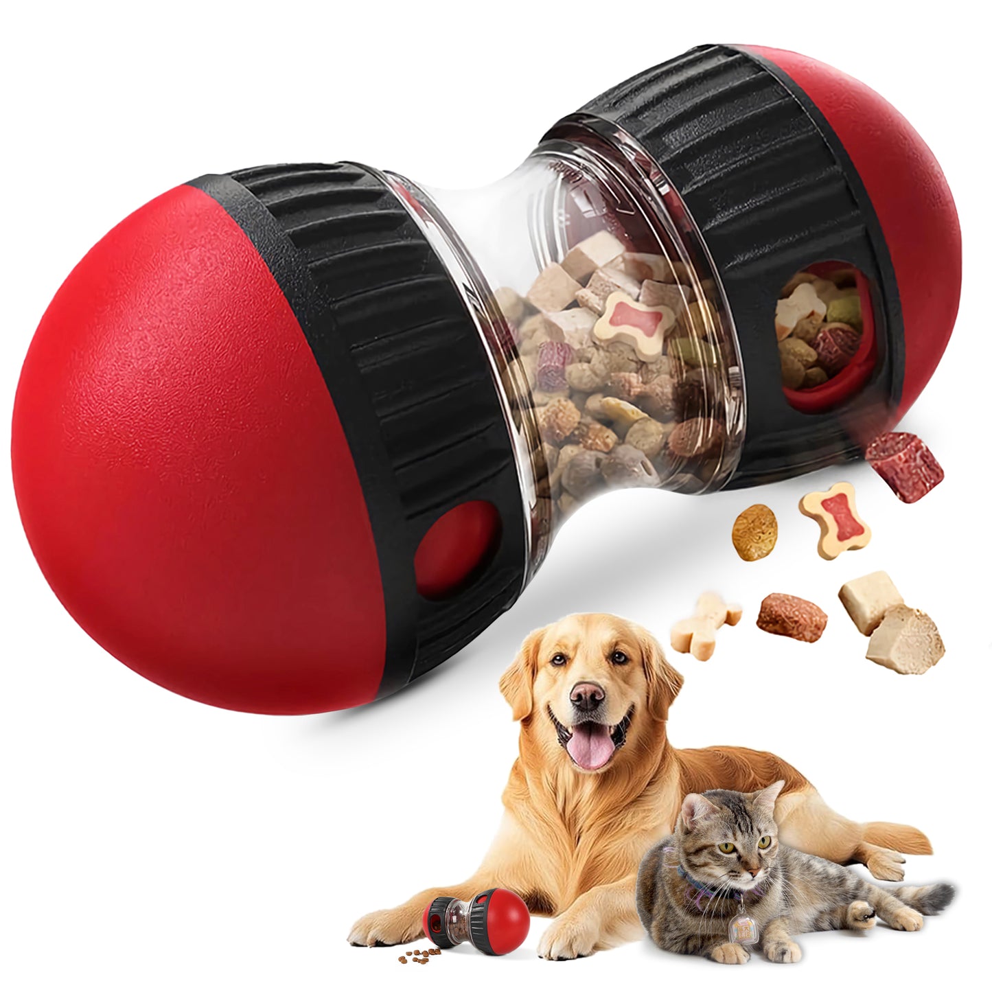 Interactive Dog Treat Ball, Dog Treat Dispenser Toy - Interactive Adjustable Treat Dispensing Dog Puzzle Toy - Mental Stimulation & Slow Feeder for Small, Medium, and Large Breeds - Durable & Fun Boredom Relief Game