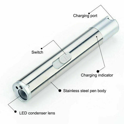 3 in1 1mw USB Rechargeable Pet Toy Pen Flashlight Red laser Beam UV Light 3-Modes Lamp(Logistics only For USPS.TK/TMEU only For self-pickup)(Platform policies vary; relevant qualifications are attached via link, please do not list products without require