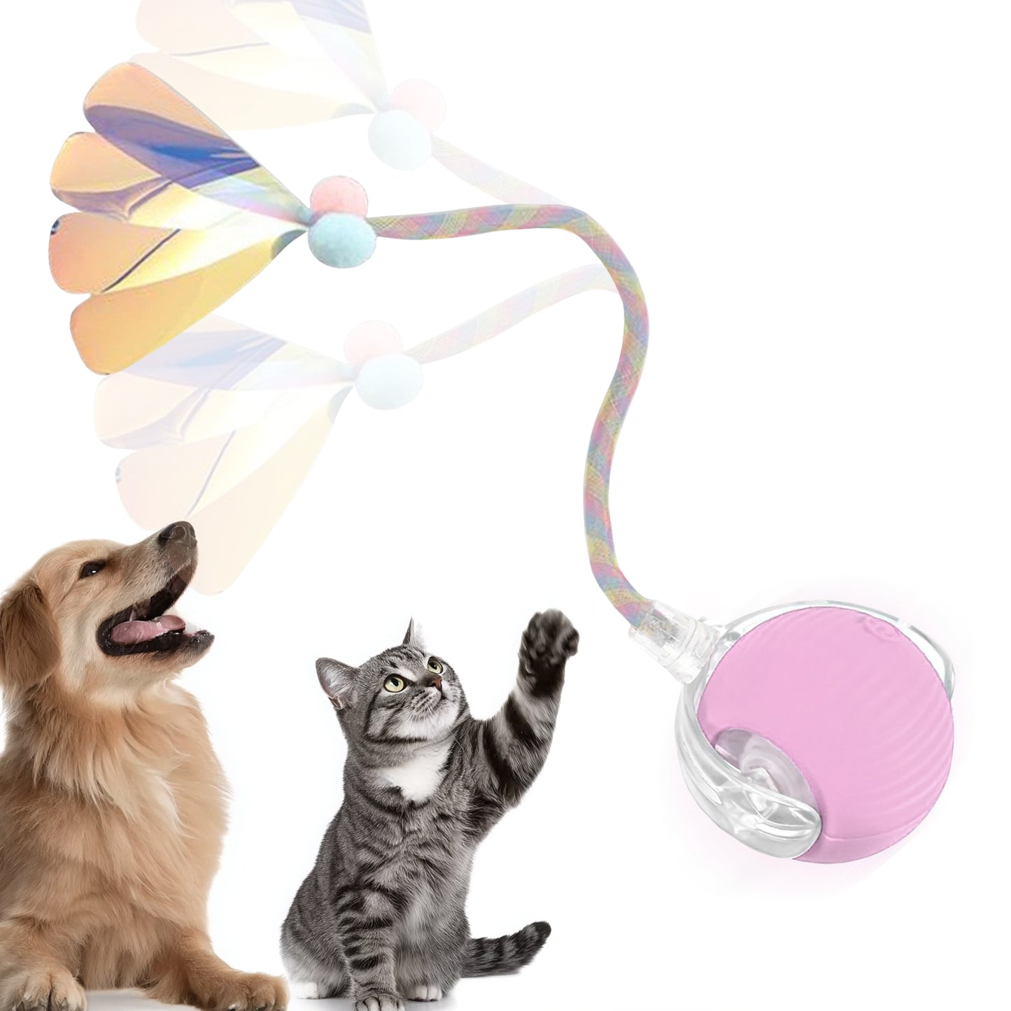 Interactive Cat Toys Ball for Indoor Cats, Cat&Dog Toy，Agile Moving Cat Ball with ElasticMesh Tail,Interactive Cat Toy Ball，Fun Gifts for Cats and Dogs