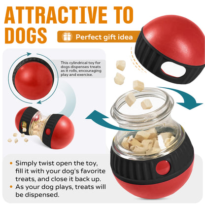 Interactive Dog Treat Ball, Dog Treat Dispenser Toy - Interactive Adjustable Treat Dispensing Dog Puzzle Toy - Mental Stimulation & Slow Feeder for Small, Medium, and Large Breeds - Durable & Fun Boredom Relief Game