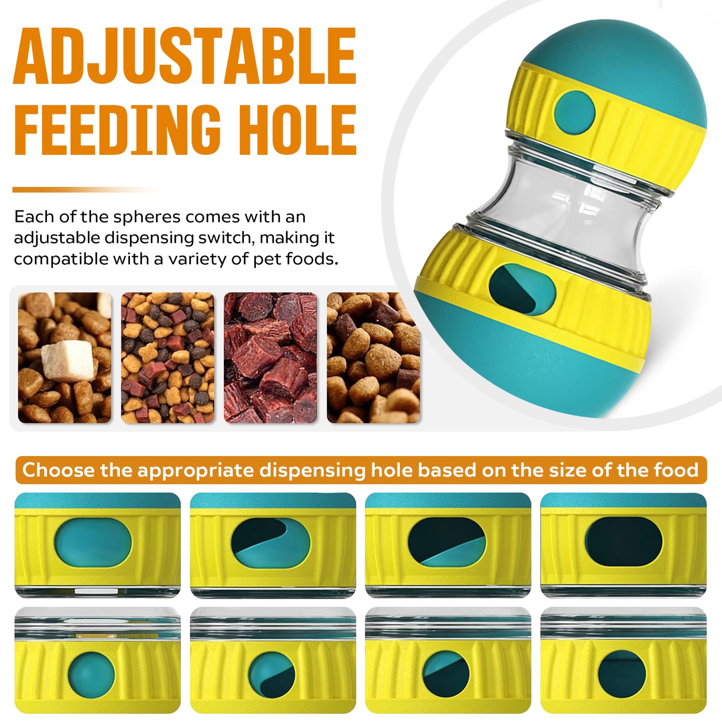 Interactive Dog Treat Ball, Dog Treat Dispenser Toy - Interactive Adjustable Treat Dispensing Dog Puzzle Toy - Mental Stimulation & Slow Feeder for Small, Medium, and Large Breeds - Durable & Fun Boredom Relief Game