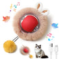 Interactive Electric Plush Cat Toy Ball-Interactive Cat Toys for Indoor Cats,Motion Activated Automatic Moving Ball with Lights,Electric Self Rotating Ball with Chirping,with Fluffy Tail and Bunny Ears for Indoor Pets