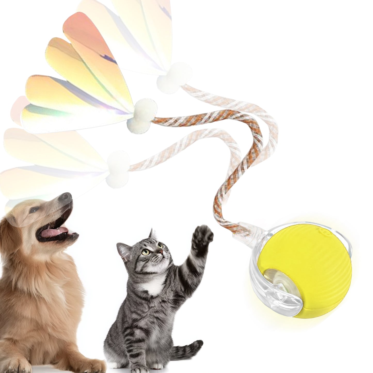 Interactive Cat Toys Ball for Indoor Cats, Cat&Dog Toy，Agile Moving Cat Ball with ElasticMesh Tail,Interactive Cat Toy Ball，Fun Gifts for Cats and Dogs