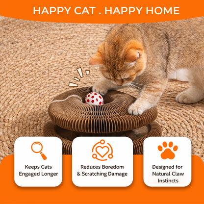 Kitty Curls Cat Toy - Foldable Accordion Cat Scratcher withBall - Magic Organ Cat Scratch Board for Interactive Play -Calming Features