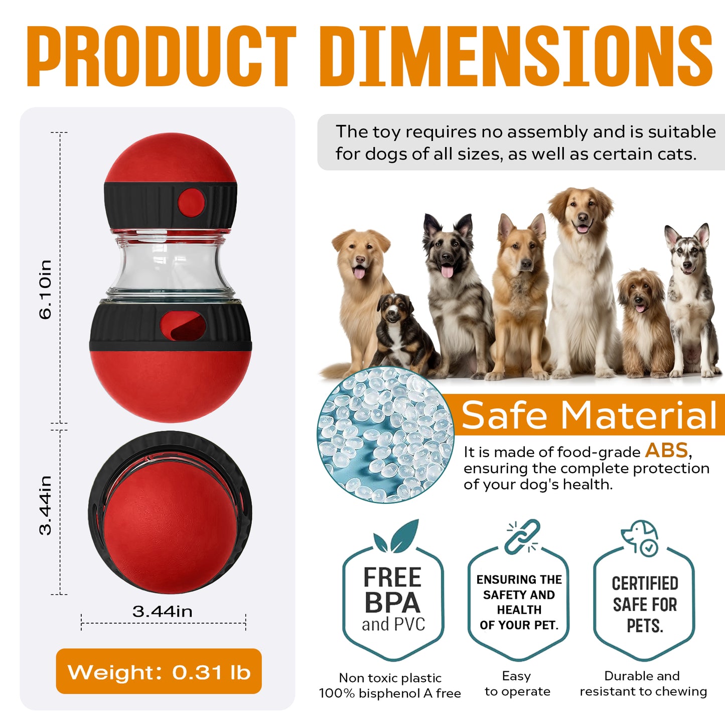 Interactive Dog Treat Ball, Dog Treat Dispenser Toy - Interactive Adjustable Treat Dispensing Dog Puzzle Toy - Mental Stimulation & Slow Feeder for Small, Medium, and Large Breeds - Durable & Fun Boredom Relief Game