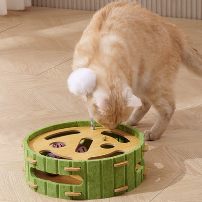 Eco-Friendly Cat Scratcher Toy with Interactive Balls KittenLounge Furniture Protector Multipurpose Cats Play Board forPlaying Clawing Square Design Green & Yellow Felt SisalMaterial Compact Size 30cm