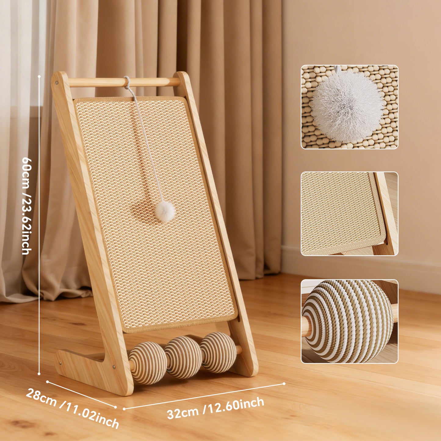 L-shaped sisal cat scratching board (with hanging ball) - scratching, tapping, and pouncing, one base meets the three major instincts of cats