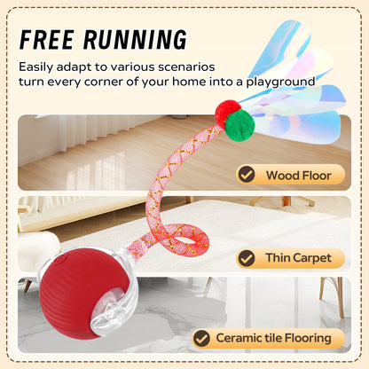 Interactive Cat Toys Ball for Indoor Cats, Cat&Dog Toy，Agile Moving Cat Ball with ElasticMesh Tail,Interactive Cat Toy Ball，Fun Gifts for Cats and Dogs