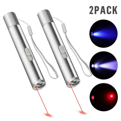 2PCS 3 in1 1mw USB Rechargeable Pet Toy Pen Flashlight Red laser Beam UV Light 3-Modes Lamp(Logistics only For USPS.TK/TMEU only For self-pickup)(Platform policies vary; relevant qualifications are attached via link, please do not list products without re